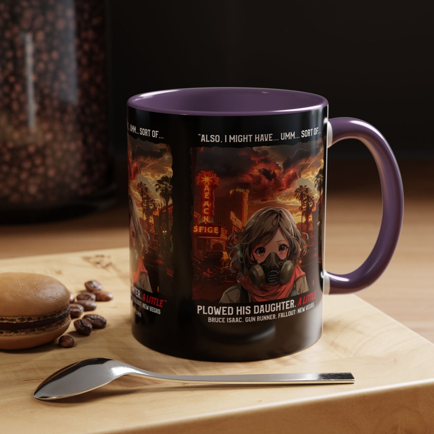 Post-Apocalyptic Anime Coffee Mug — 'Also, I Might Have...Umm...Sort Of' Gas Mask Girl