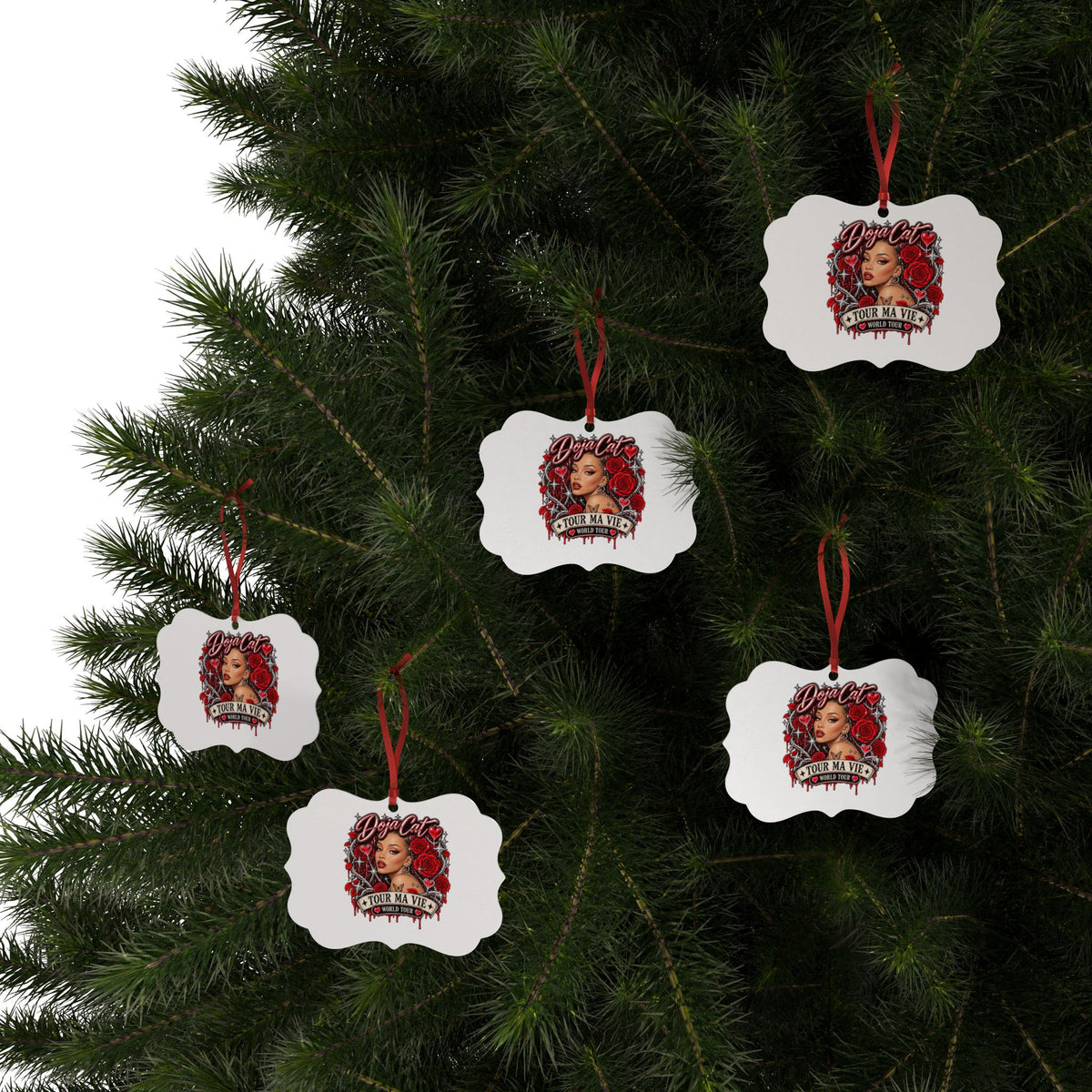 Red Roses Chrome Portrait Aluminum Ornaments