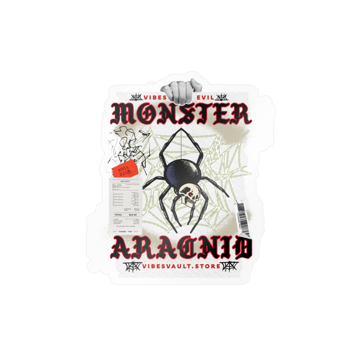 Monster Arachnid Kiss-Cut Vinyl Sticker — Gothic Spider Decal — Halloween 2026