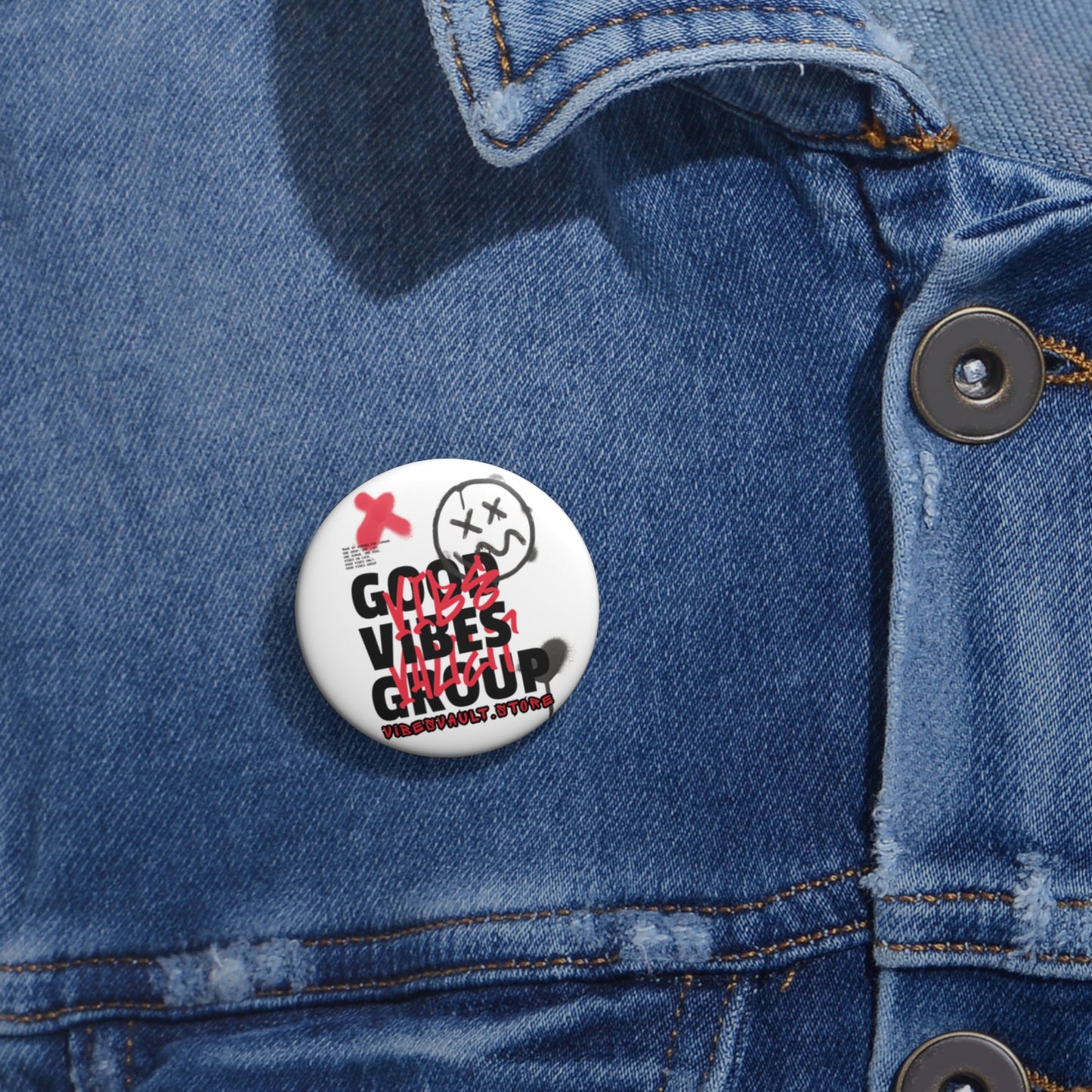 Good Vibes Group Vibes Vault Logo Pin Button