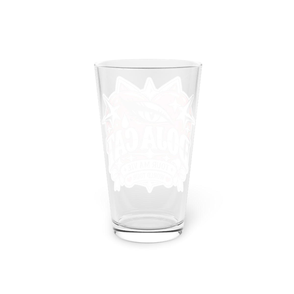 Red Heart Chrome Eye Pint Glass 16oz
