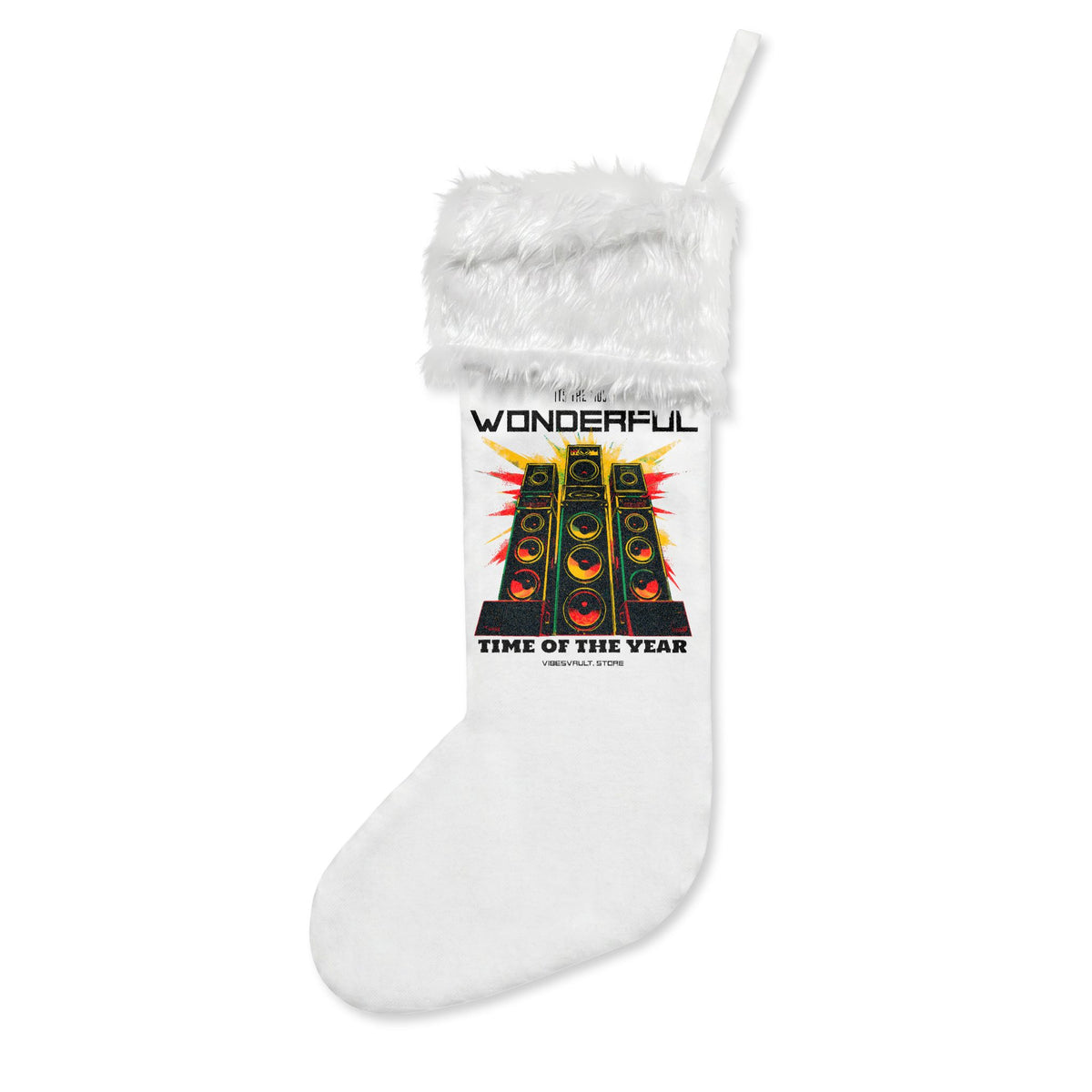 Flannel Christmas Stocking – "Wonderful Time of the Year" Holiday Tree Design