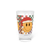 Christmas Smiley Pint Glass — 16oz Festive Santa Hat Beer Glass