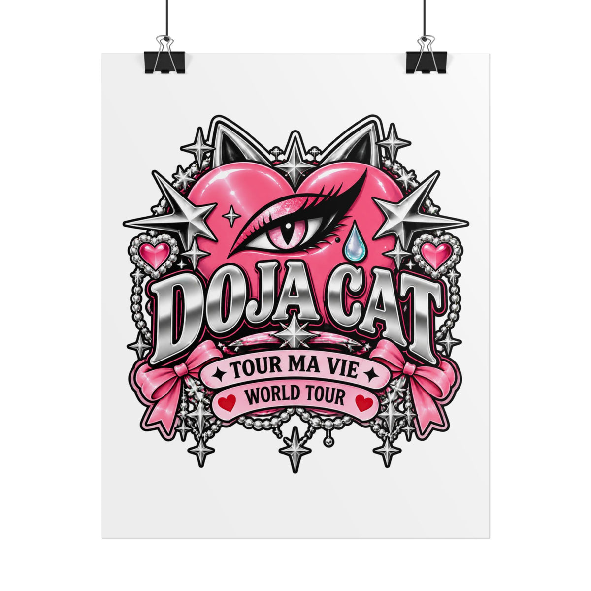 Pink Heart Chrome Eye Rolled Poster