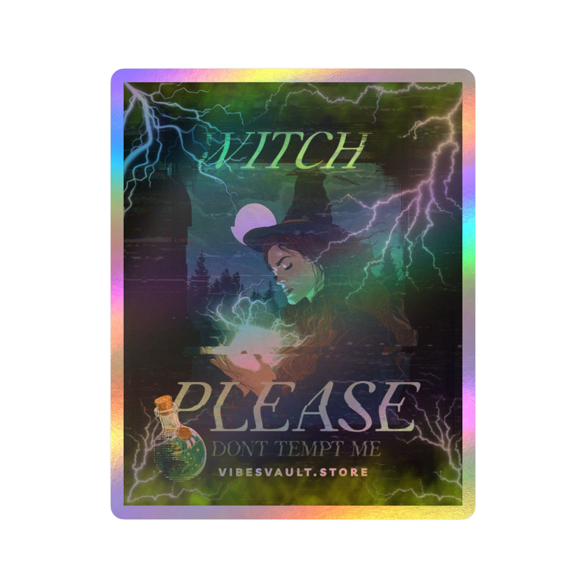 Witch Please Vinyl Sticker — 'Don't Tempt Me' Mystic Kiss-Cut Decal— Halloween 2026