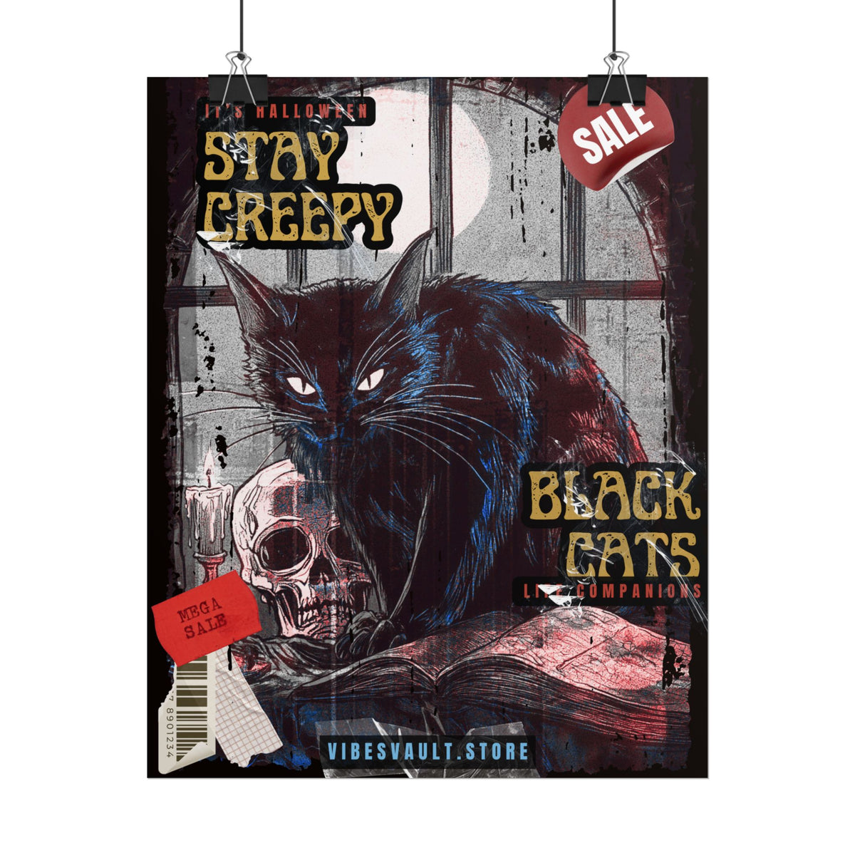 Stay Creepy Halloween Cat Poster - Black Cat Magic October Fall 2026