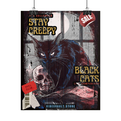 Stay Creepy Halloween Cat Poster - Black Cat Magic October Fall 2026