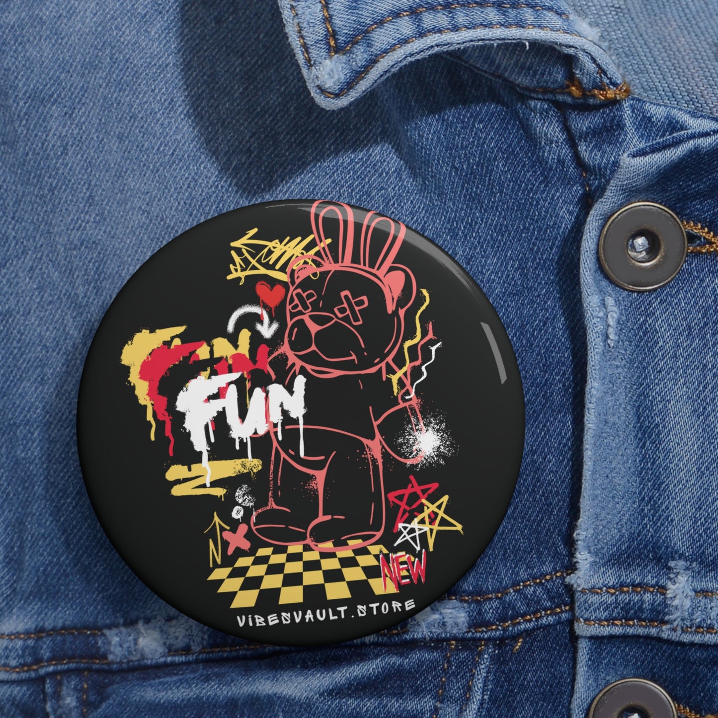 Dead Teddy Bear Pin Button