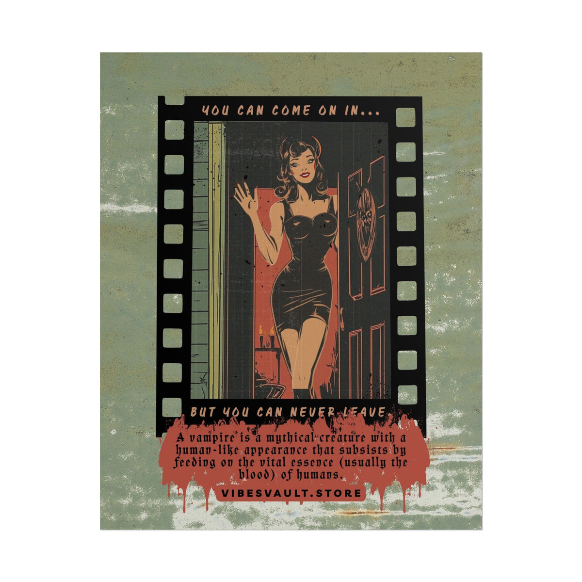 Beautiful Vampire Poster - Come on in - Fall Film October Magazine Cover Inspired