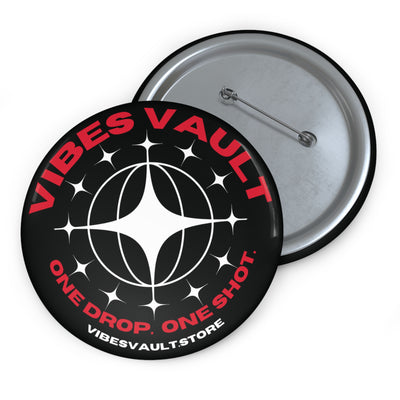Vibes Vault Logo Sweatshirt Pin Button with Globe Stars