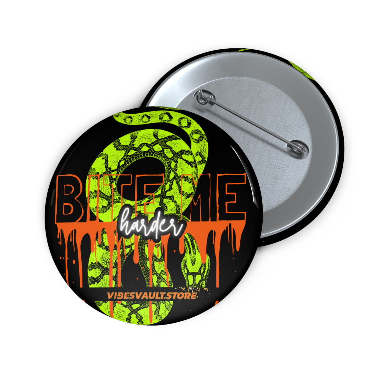 Snake Skin Pin - "Bite Me Harder" Green, Orange and Black - Fall Halloween 2026