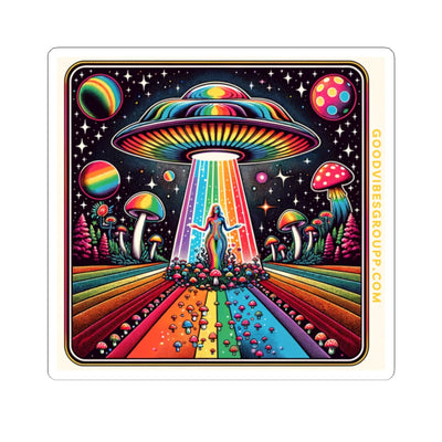 Sticker Rainbow UFO Space