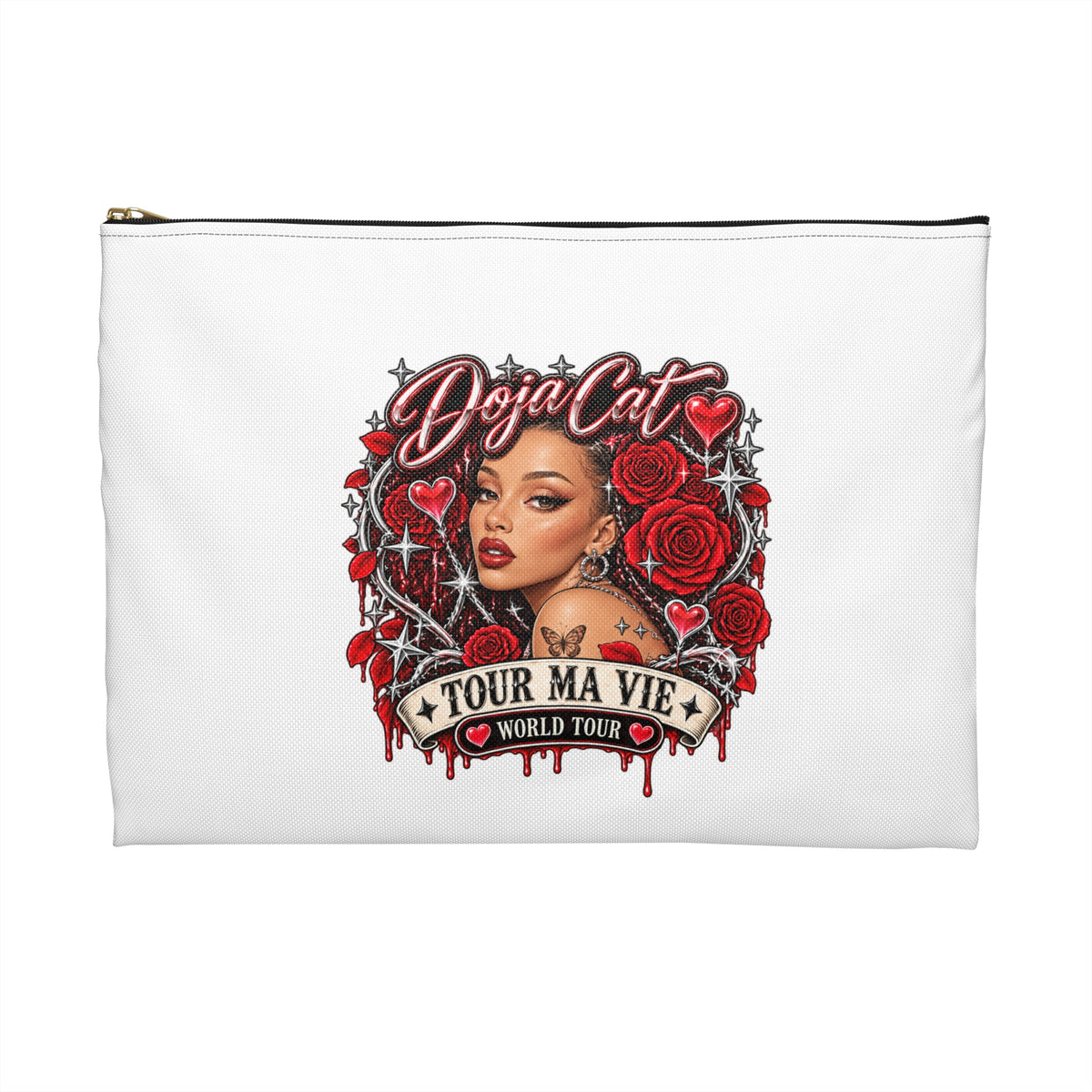 Red Roses Chrome Portrait Accessory Pouch