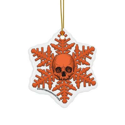 Orange Skull Snowflake Christmas Ornament 1pc, 3pcs, 5pcs, or 10pcs