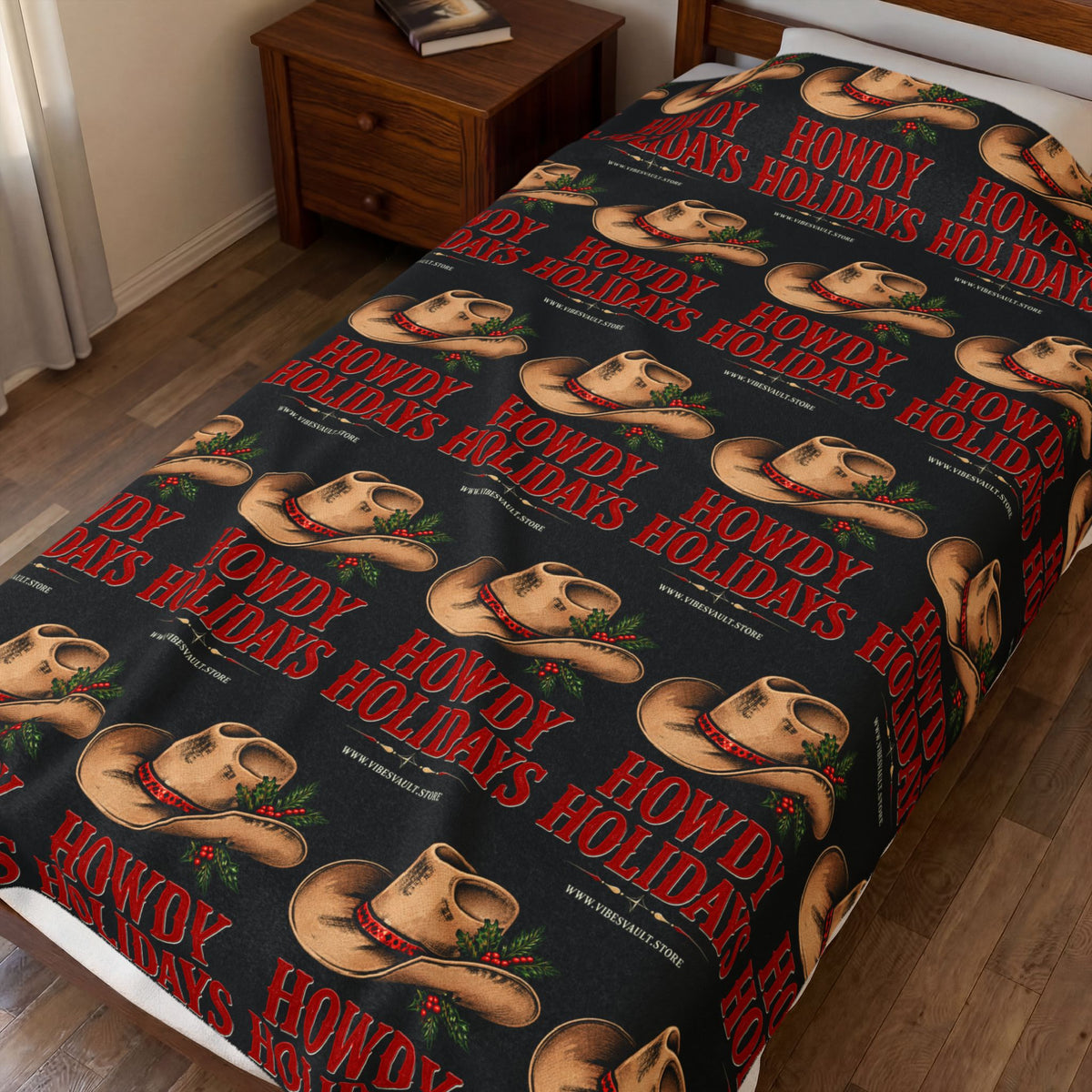 Howdy Holidays Cowboy Christmas Velveteen Plush Blanket