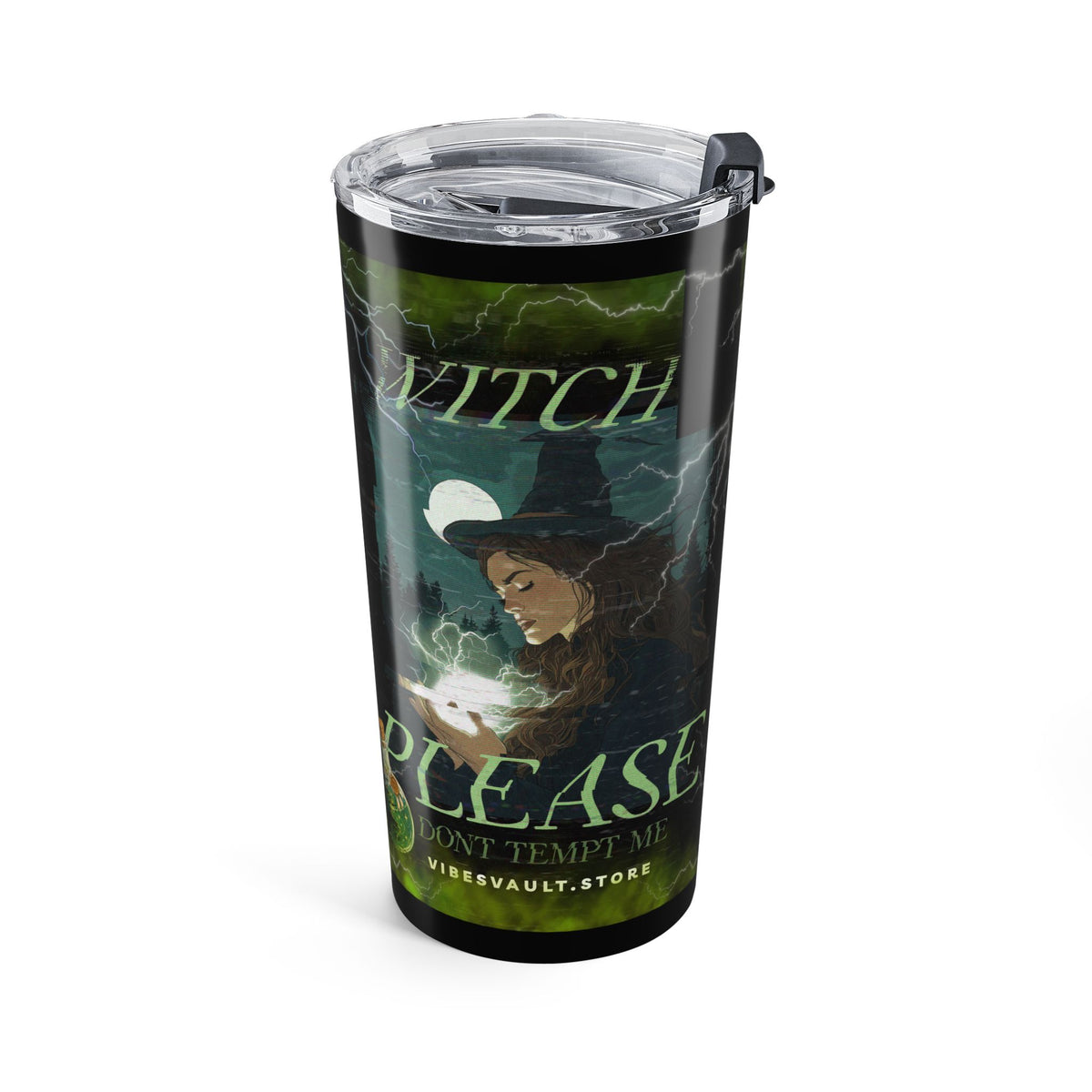 20oz Green Witch Magic Tumbler – Lightning, Potion & Gothic Energy Travel Mug— Halloween 2026
