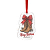 Merry Christmas Cowboy Boots Custom Cut Acrylic Ornament
