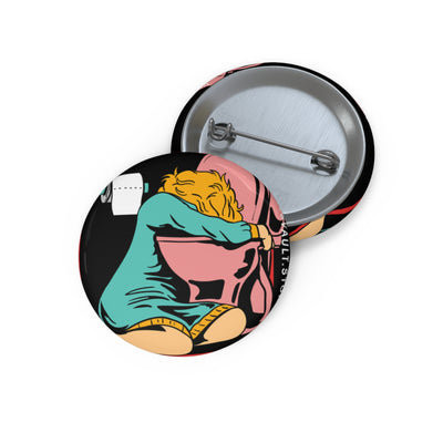 Fight Your Demons Button - Retro XXX Alcoholic - Dracula Pin Badge - Fall Halloween 2026