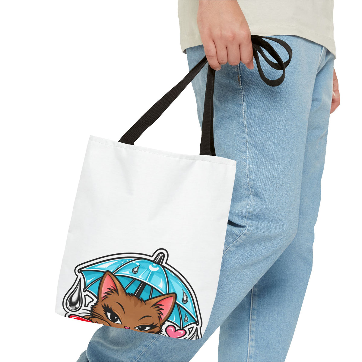 Brown Cat Umbrella All-Over Print Tote Bag