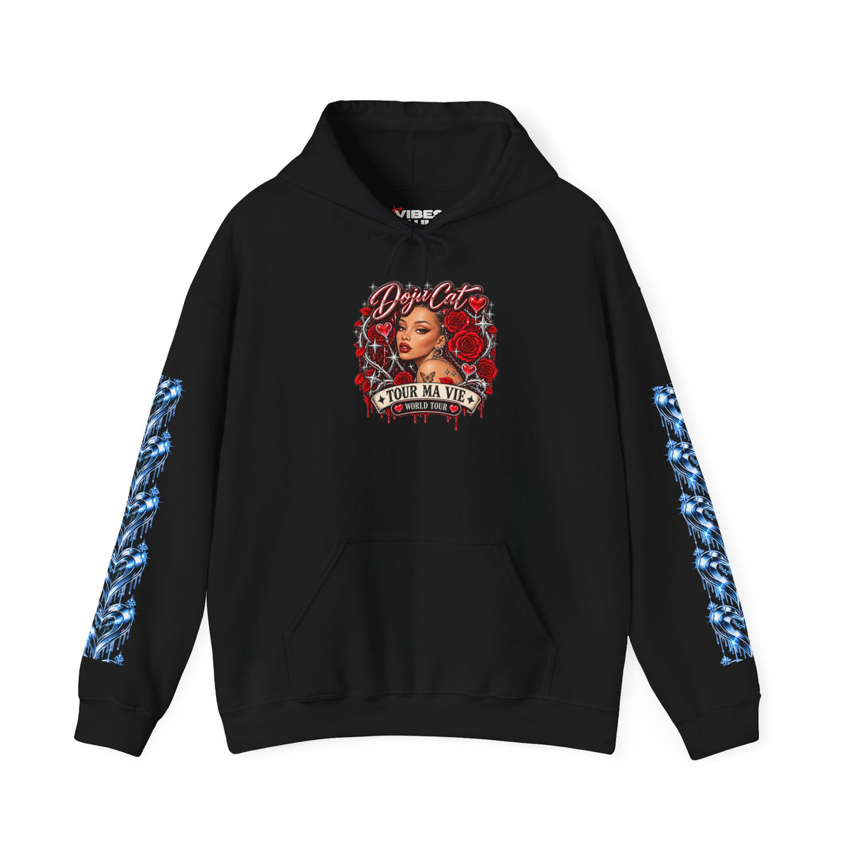 Red Roses Chrome Portrait Gildan Heavy Blend Hoodie