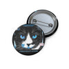 Black Halloween Cat with Blue Eyes Badge Pin Button - Fall Halloween 2026