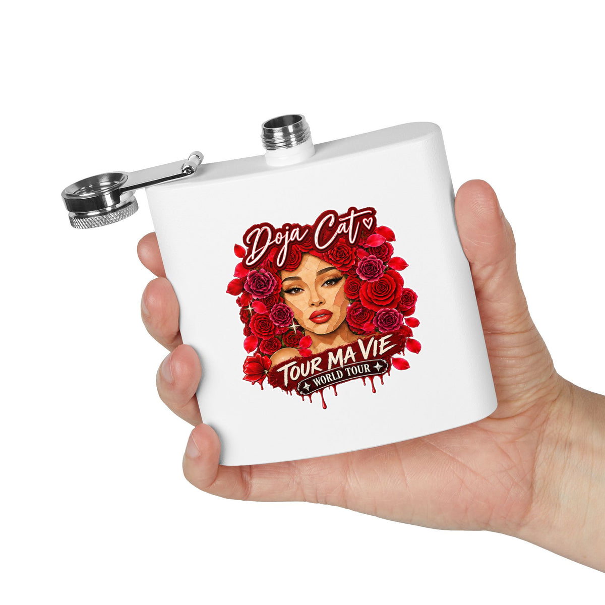 Rose Mosaic Portrait Stainless Steel Flask 6oz