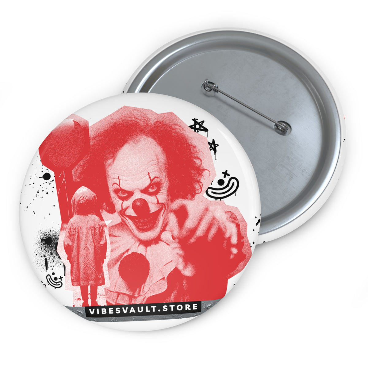 Evil Clown Button - Kid with Red Balloon Pin - Scary Movie Inspo - Fall Halloween 2026