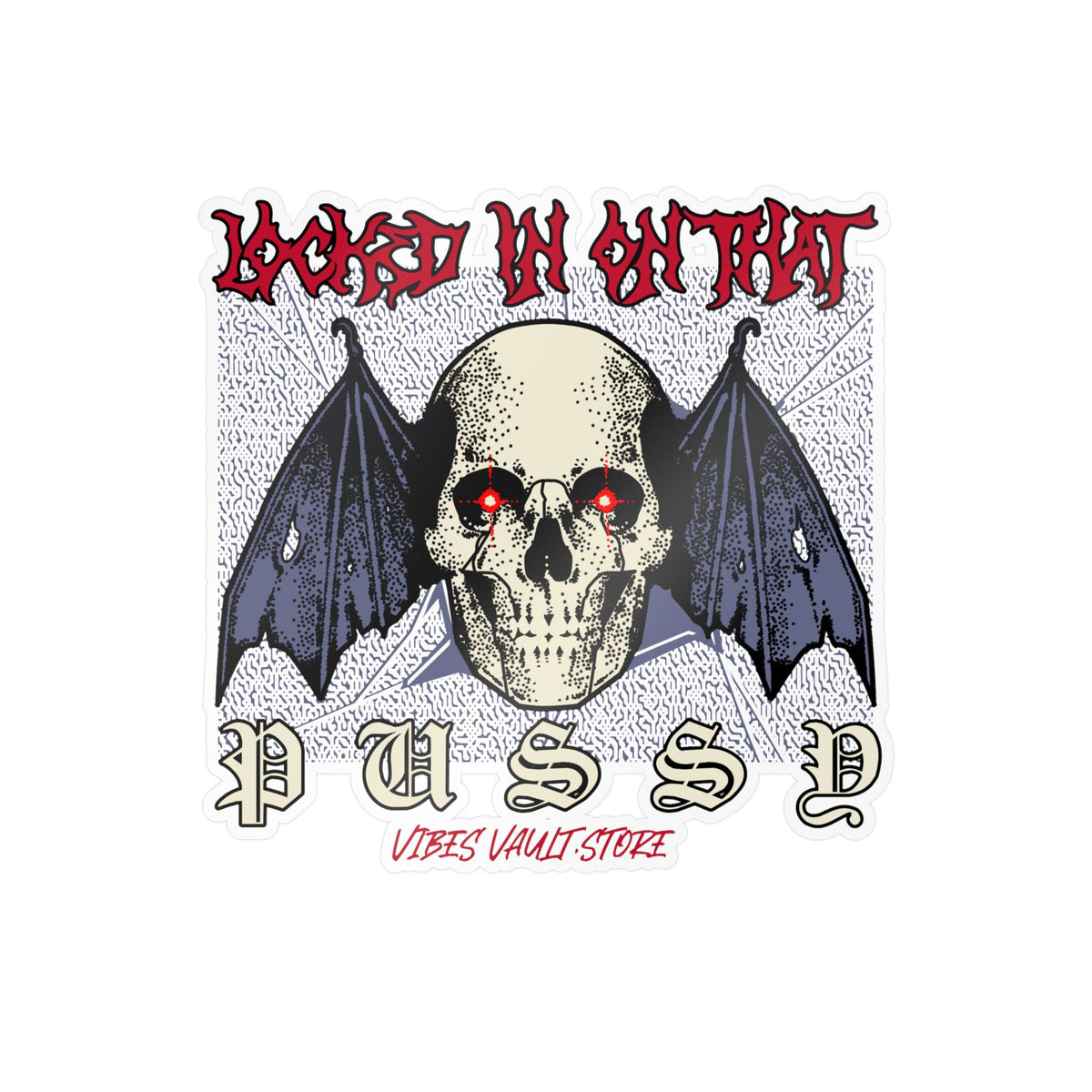 Gothic Skull Bat Kiss-Cut Vinyl Decal - Wings Fly Pussy — Halloween 2026