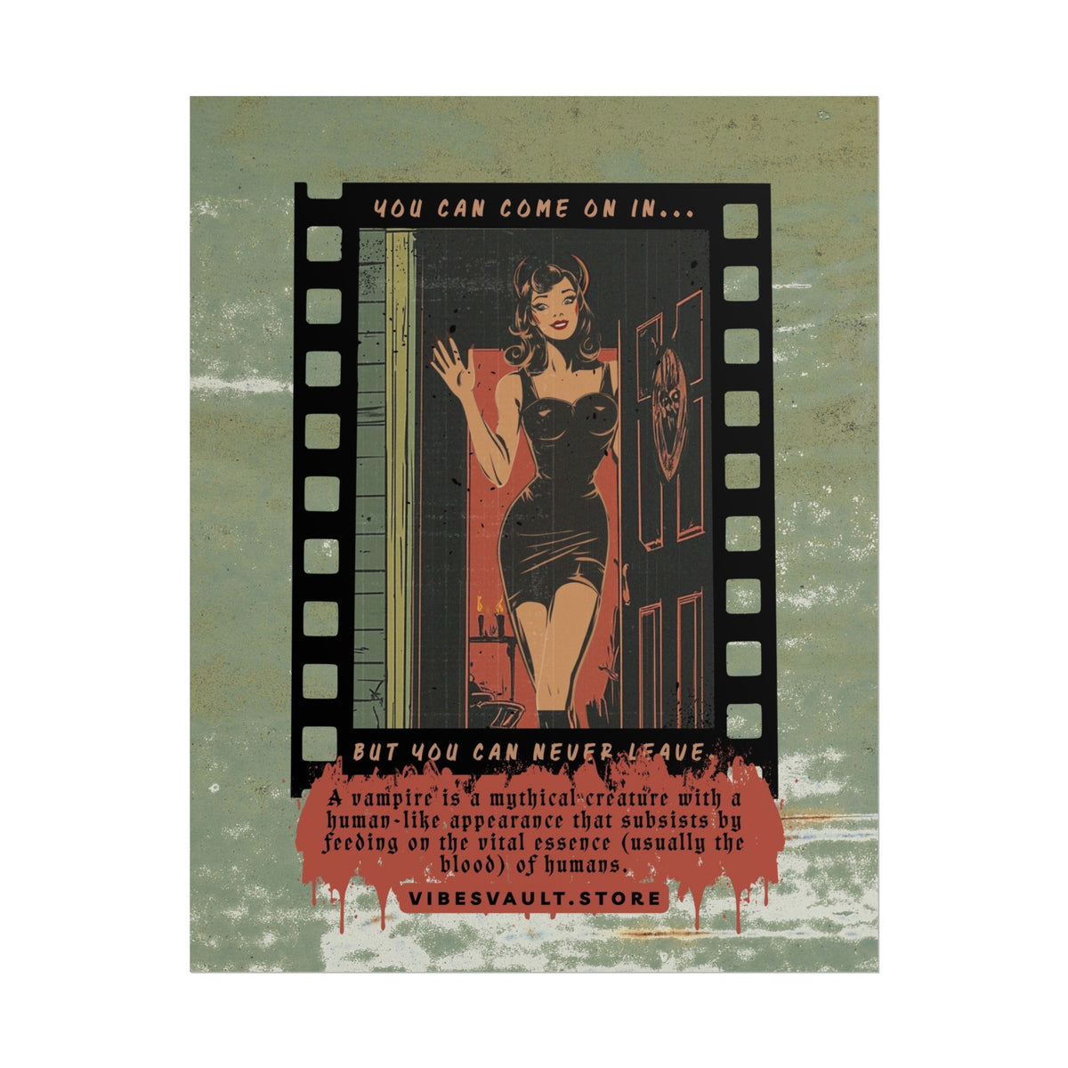 Beautiful Vampire Poster - Come on in - Fall Film October Magazine Cover Inspired