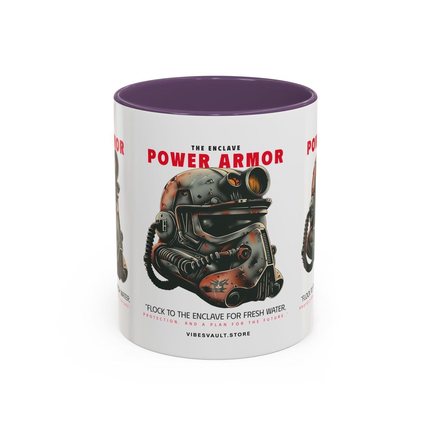 Power Armor Accent Coffee Mug — Fallout Enclave Helmet Design (11/15oz)