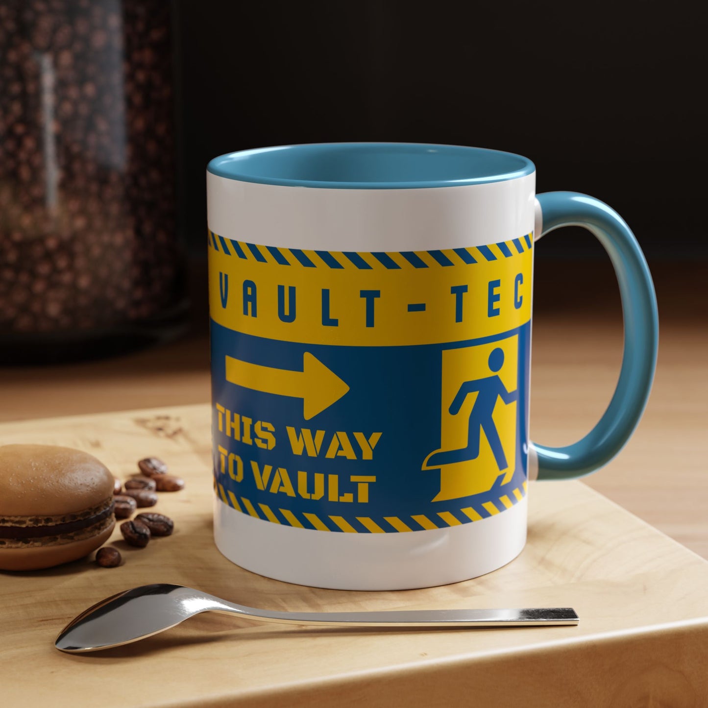 Vault-Tec 'This Way to Vault' Accent Coffee Mug — Fallout-Inspired Gamer Gift