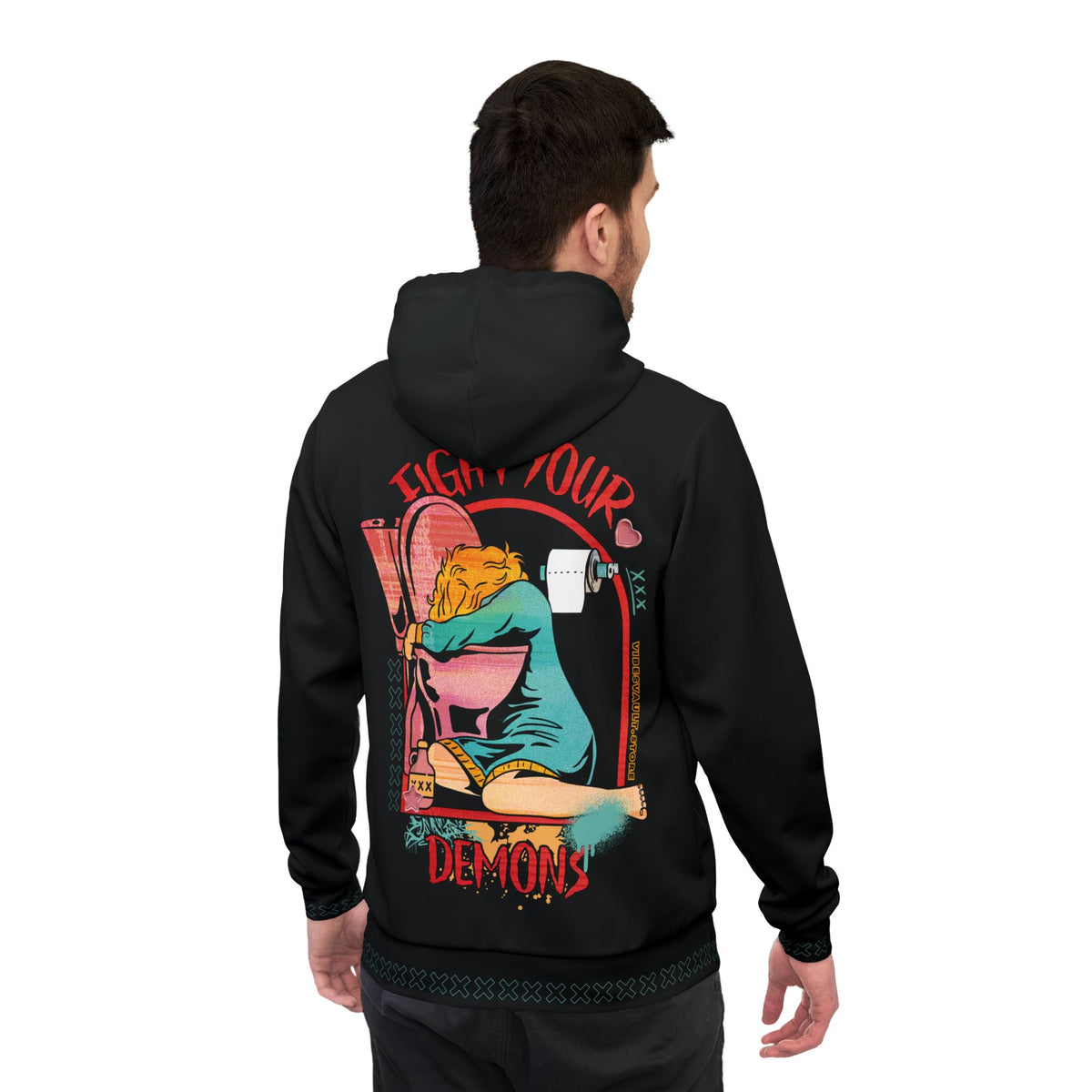 Hoodie — Fight Your Demons Retro Graphic Hooded Sweatshirt