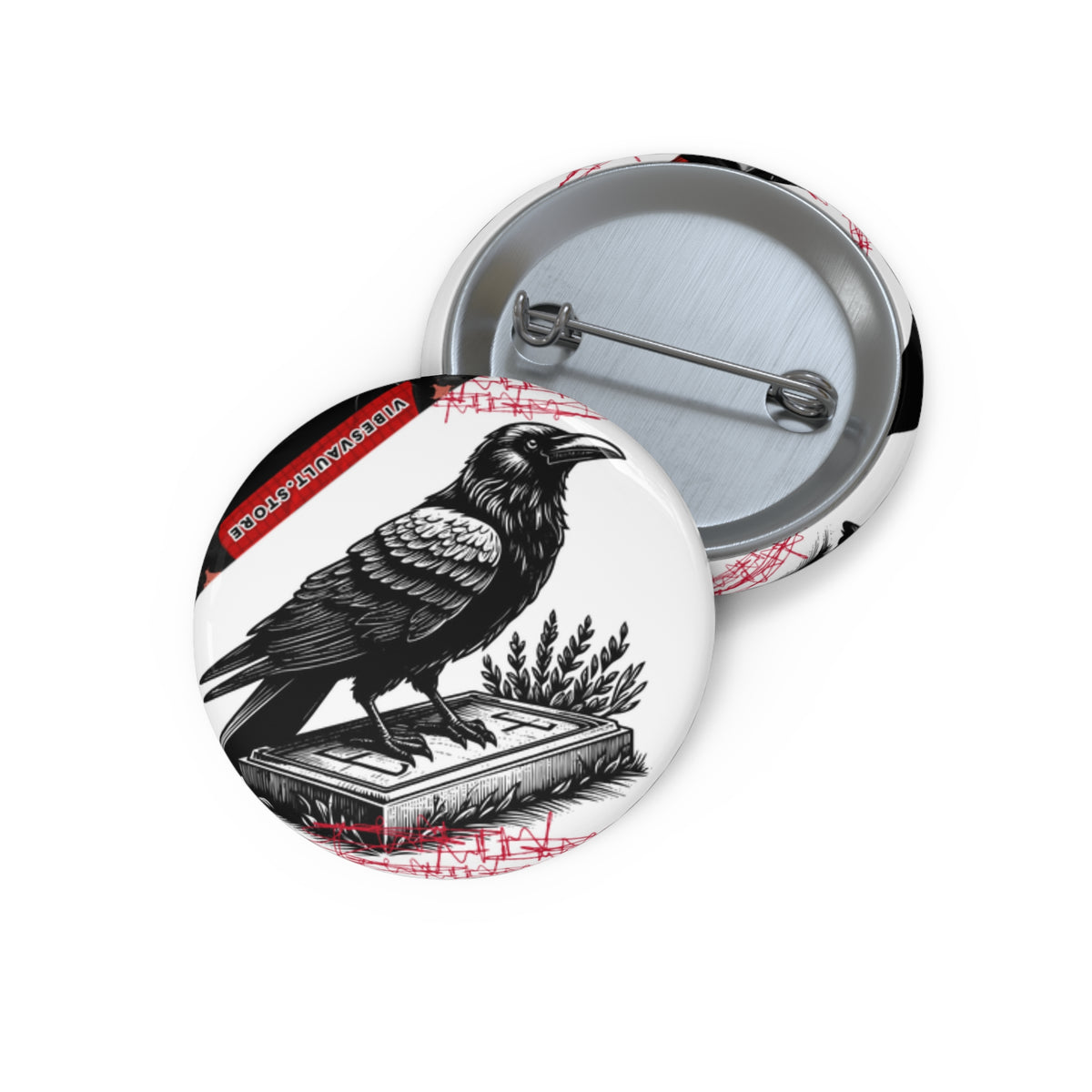 Raven Book Pin- Scary Button Badge - Fall Halloween 2026