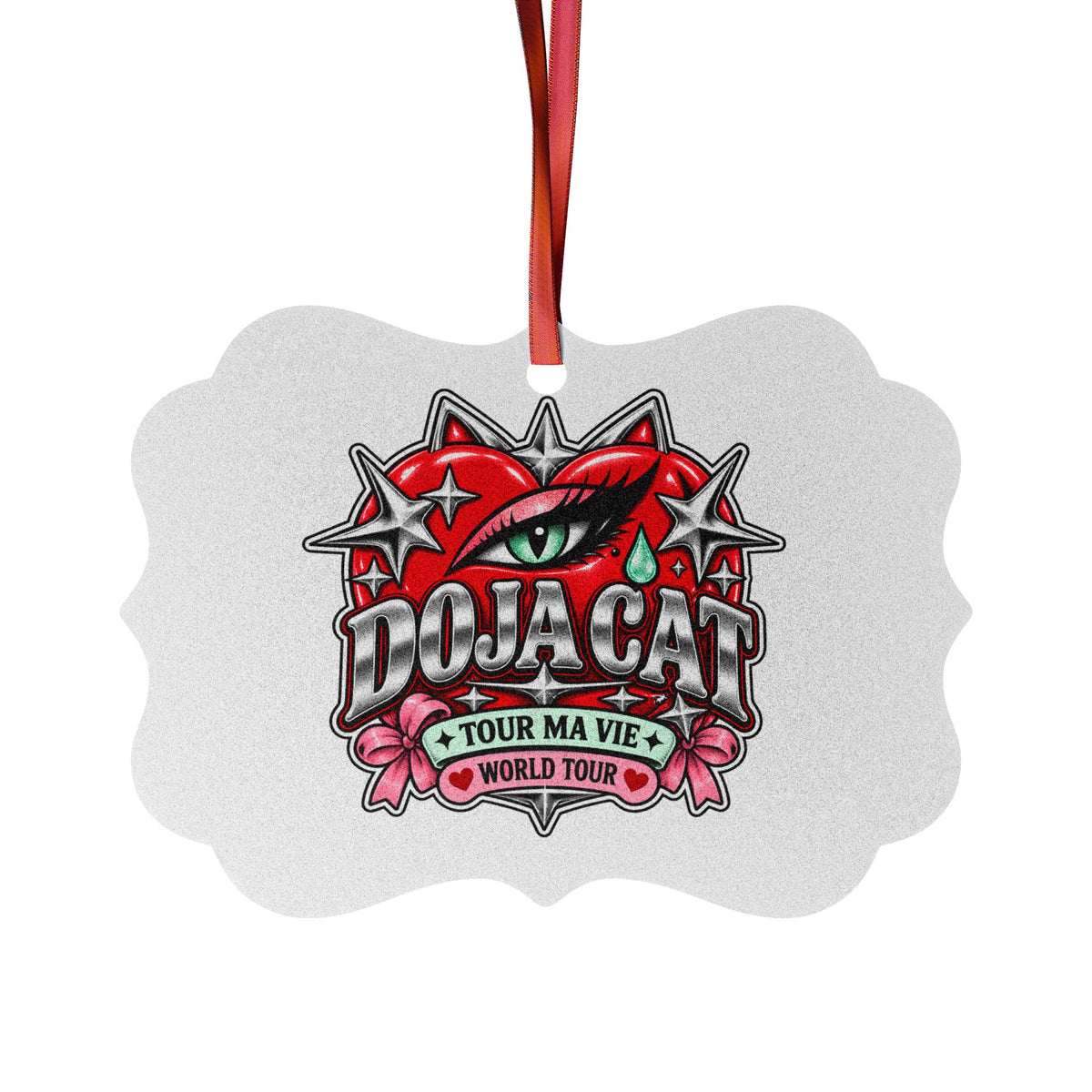 Red Heart Chrome Eye Aluminum Ornaments