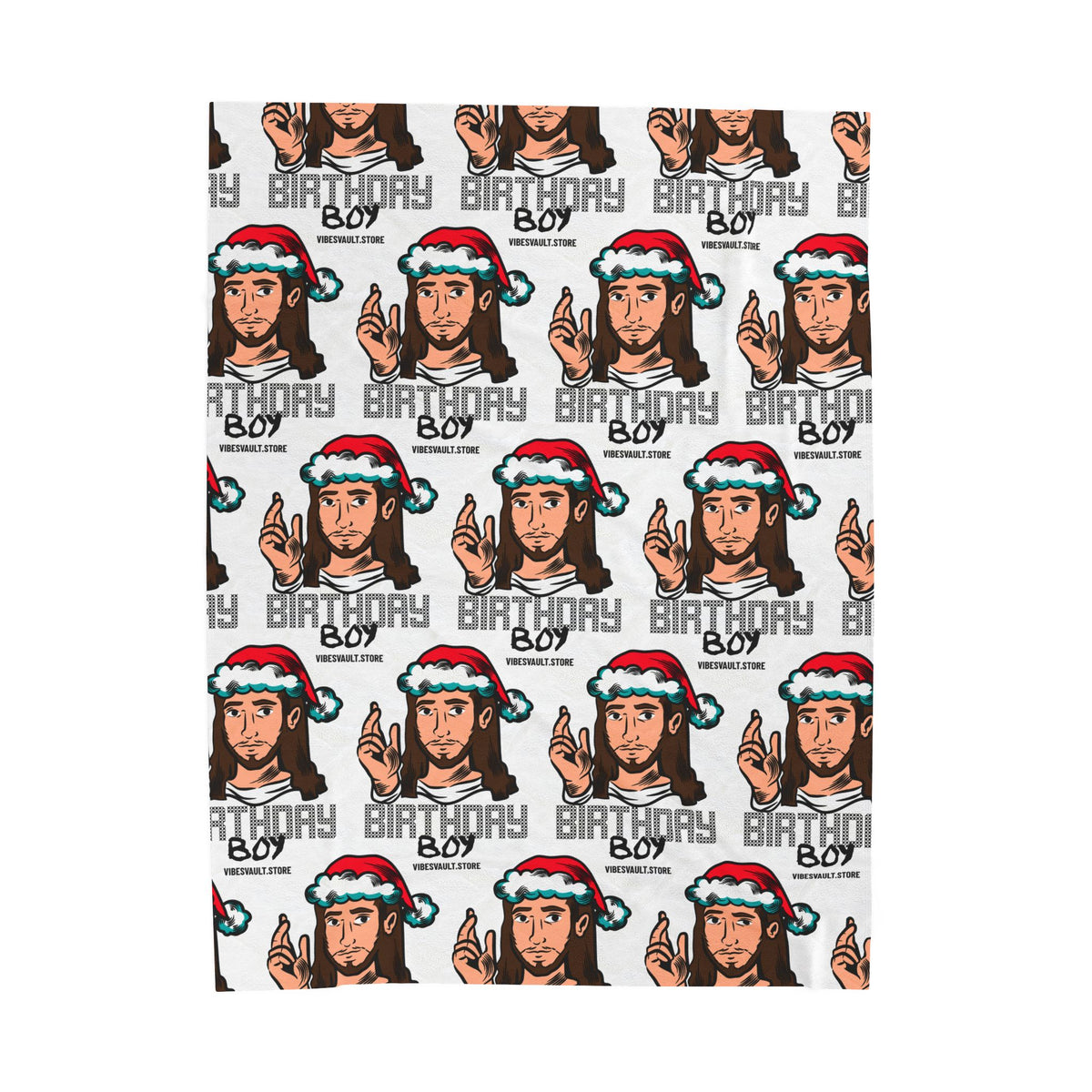 Christmas 'Birthday Boy' Velveteen Plush Blanket – Funny Holiday Portrait Throw