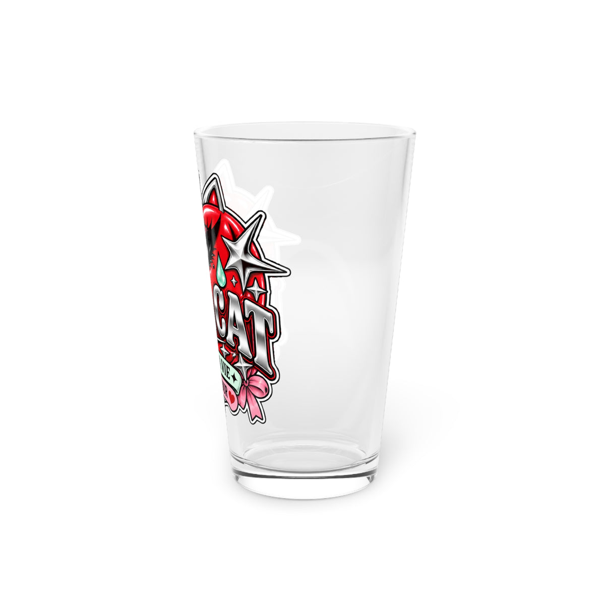 Red Heart Chrome Eye Pint Glass 16oz