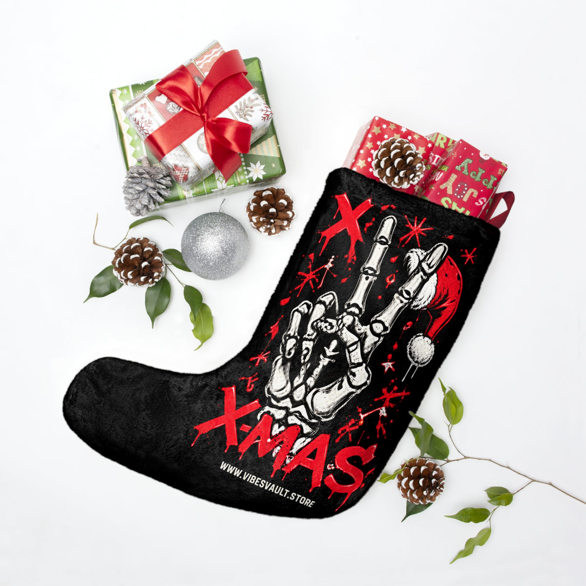 Edgy XMAS Skeleton Hand Christmas Stocking