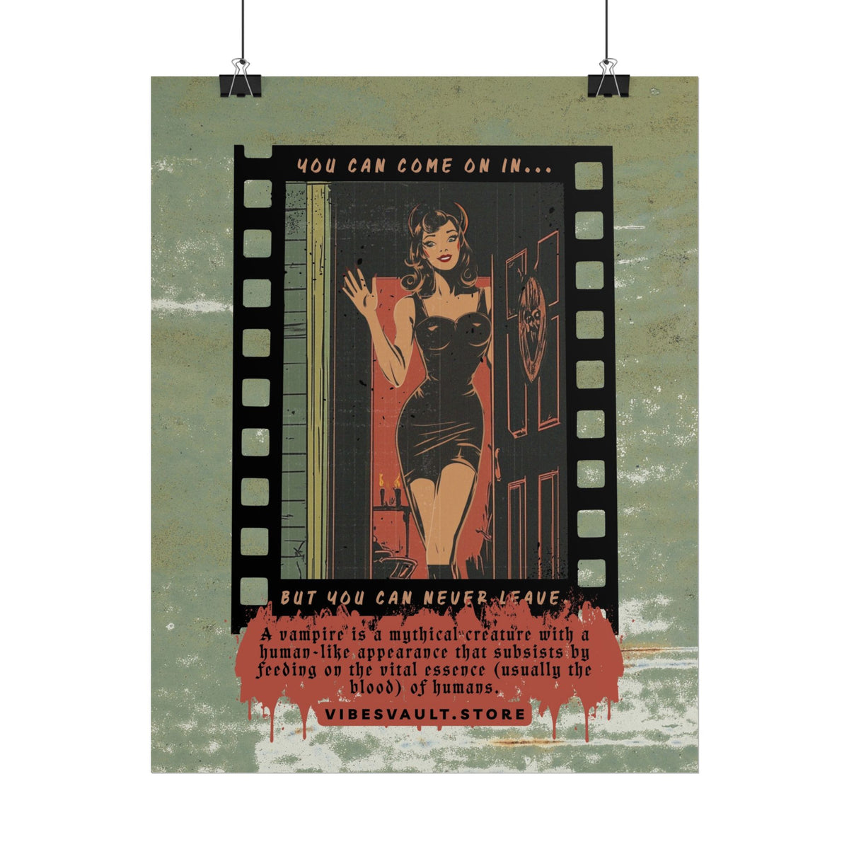 Beautiful Vampire Poster - Come on in - Fall Film October Magazine Cover Inspired