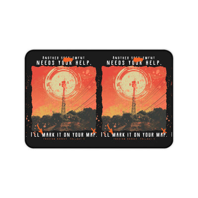 Fallout Radio Signal Desk Mat — "I'll Mark It On Your Map" Retro Sunset Gaming Mousepad
