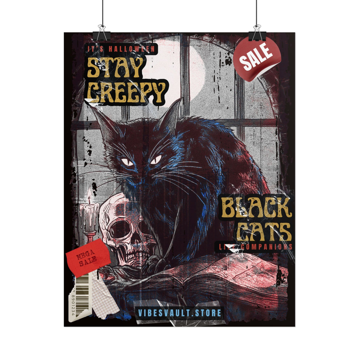 Stay Creepy Halloween Cat Poster - Black Cat Magic October Fall 2026
