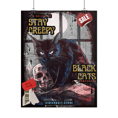 Stay Creepy Halloween Cat Poster - Black Cat Magic October Fall 2026