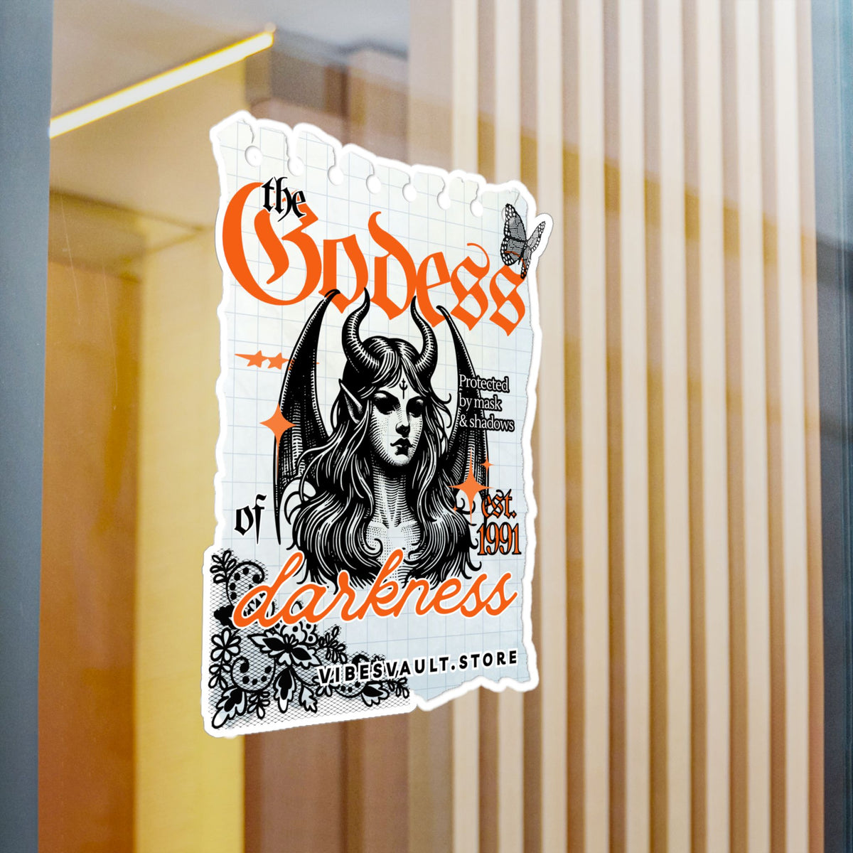 Goddess of Darkness Vinyl Sticker — Gothic Kiss-Cut Decal— Halloween 2026