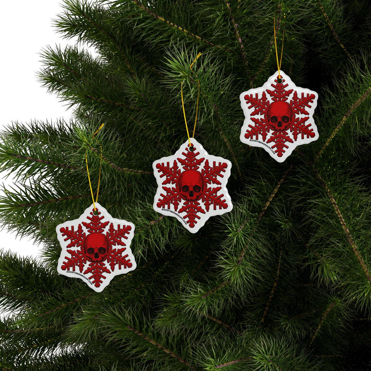 Dark Red Skull Snowflake Christmas Ornament 1pc, 3pcs, 5pcs, or 10pcs