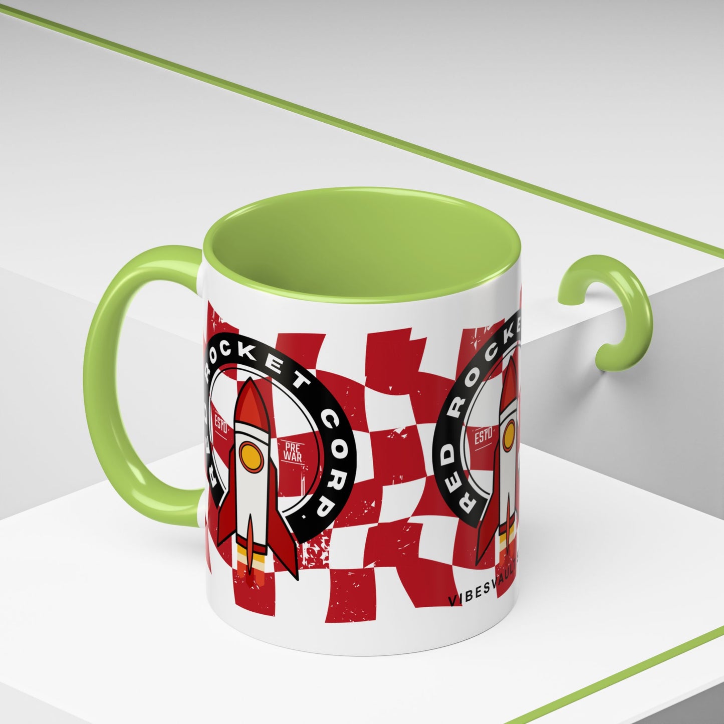 Coffee Mug — Red Rocket Corp Retro Rocket Logo Accent Mug (11/15oz)