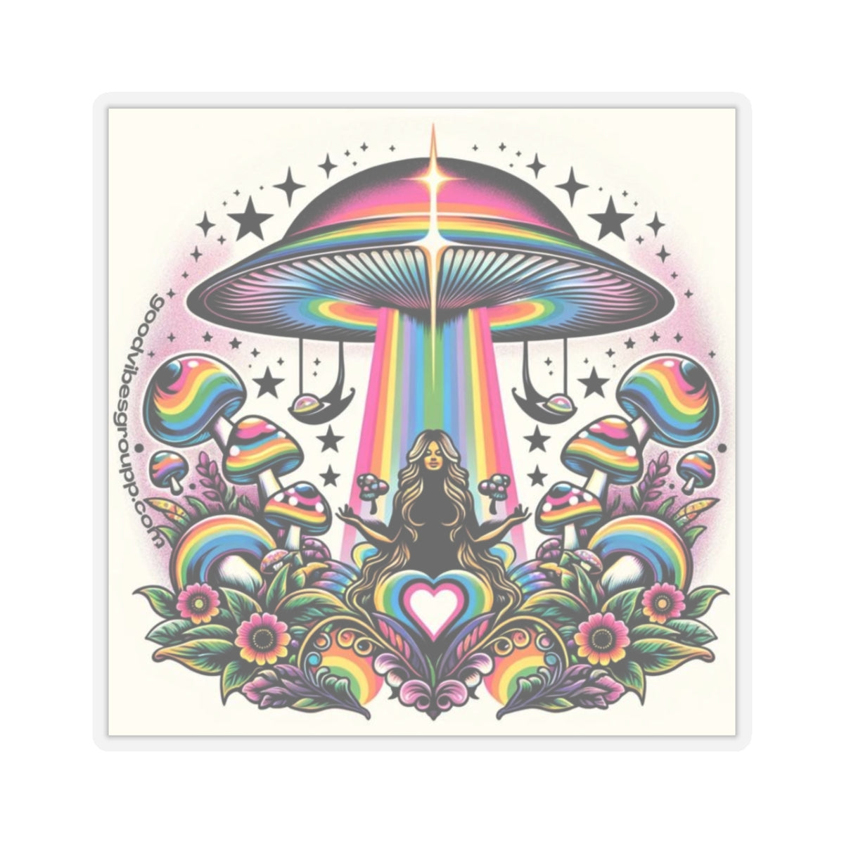 Rainbow UFO Sticker