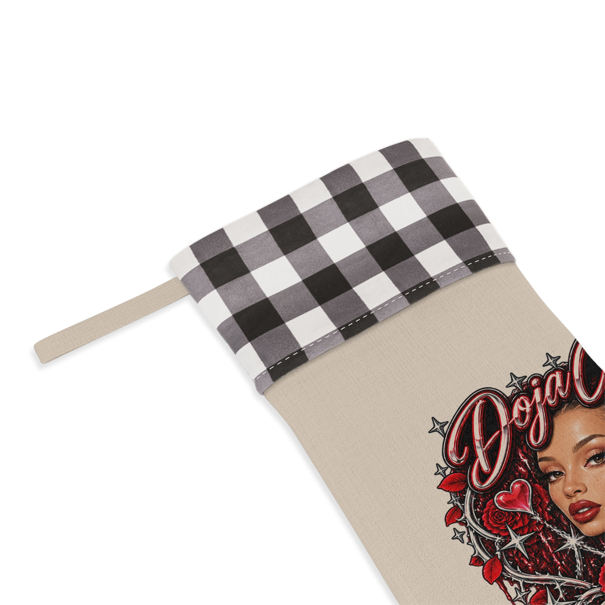 Red Roses Chrome Portrait Christmas Stocking