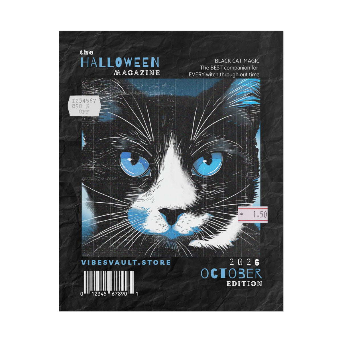 Halloween Cat Poster - "Black Cat Magic" October Magazine Cover
