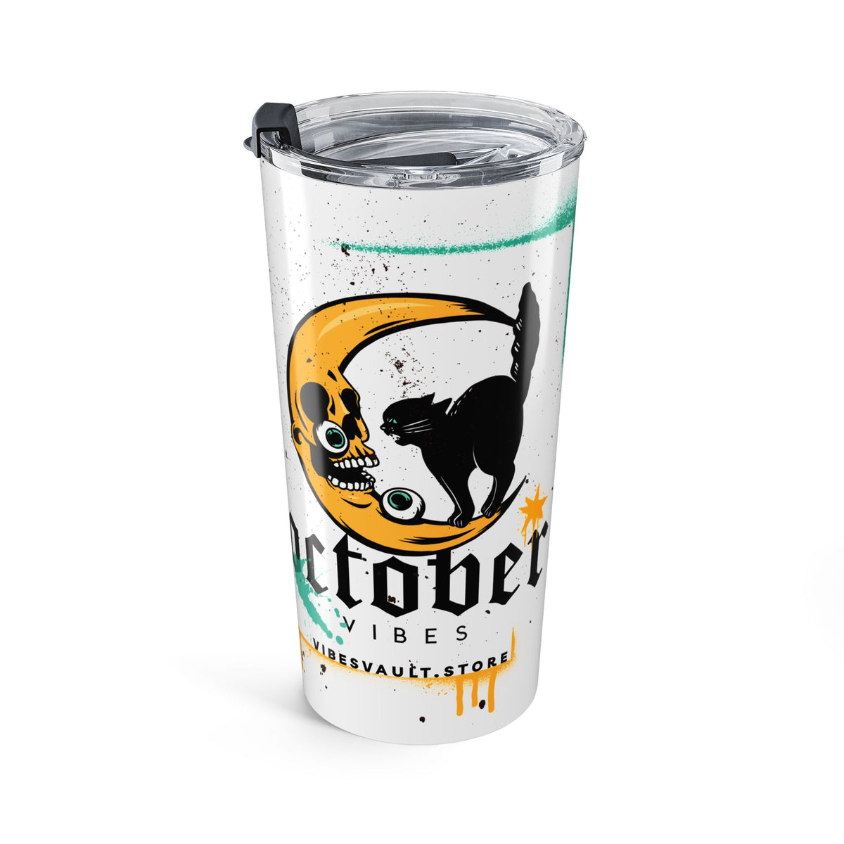 20oz Halloween Black Cat & Moon Tumbler — Spooky Retro Travel Mug— Halloween 2026