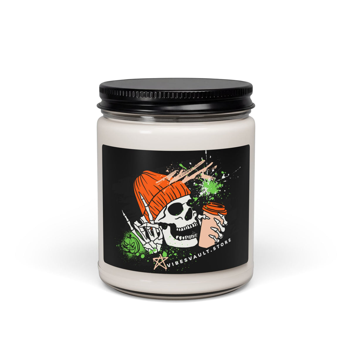 Skull & Coffee Scented Soy Candle — 9oz Cozy Spiced Aroma— Halloween 2026