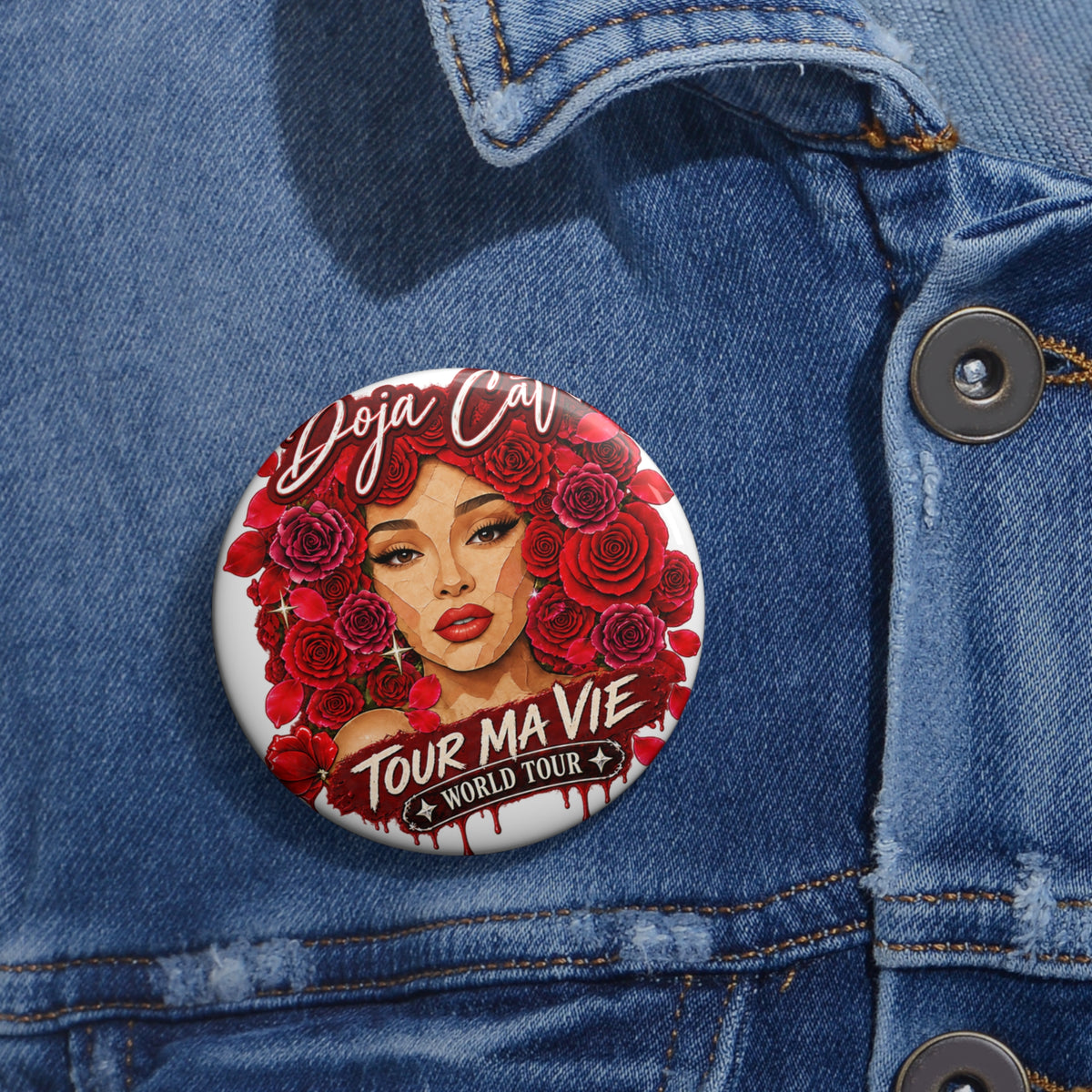 Rose Mosaic Portrait Custom Pin Buttons